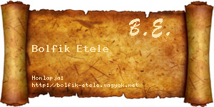 Bolfik Etele névjegykártya